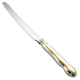 Серебряный столовый нож с позолотой «Вензель»