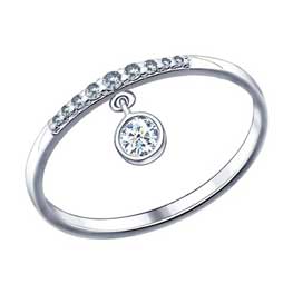 Серебряное кольцо с подвеской