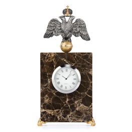 Мраморные часы «Державные» с серебряным декором
