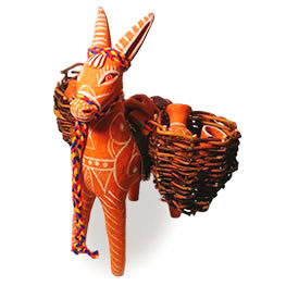 Статуэтка «Ослик с корзинками» балхарская керамика