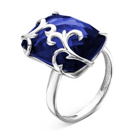 Серебряное кольцо «Снежная королева» с кварцевым сапфиром
