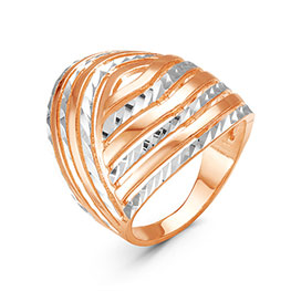Серебряное кольцо с золочением «Переплетение линий»