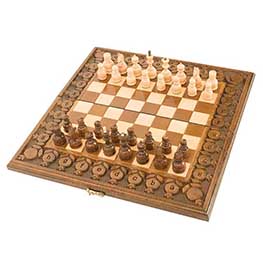 Резные нарды и шахматы из бука «Гранат»