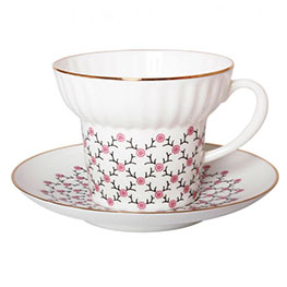 Фарфоровая чайная пара «Розовая сетка»