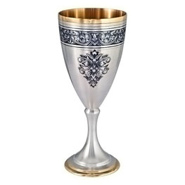 Серебряный бокал с позолотой «Цветочный узор»