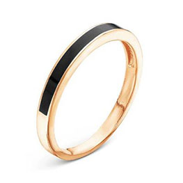 Серебряное кольцо «Классическое» с черной эмалью и позолотой