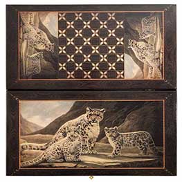 Нарды и шашки из дерева «Семейство леопардов»