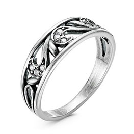 Серебряное кольцо с фианитами «Вьюнок»