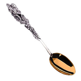 Серебряная ложка чайная «Натюрморт» с позолотой