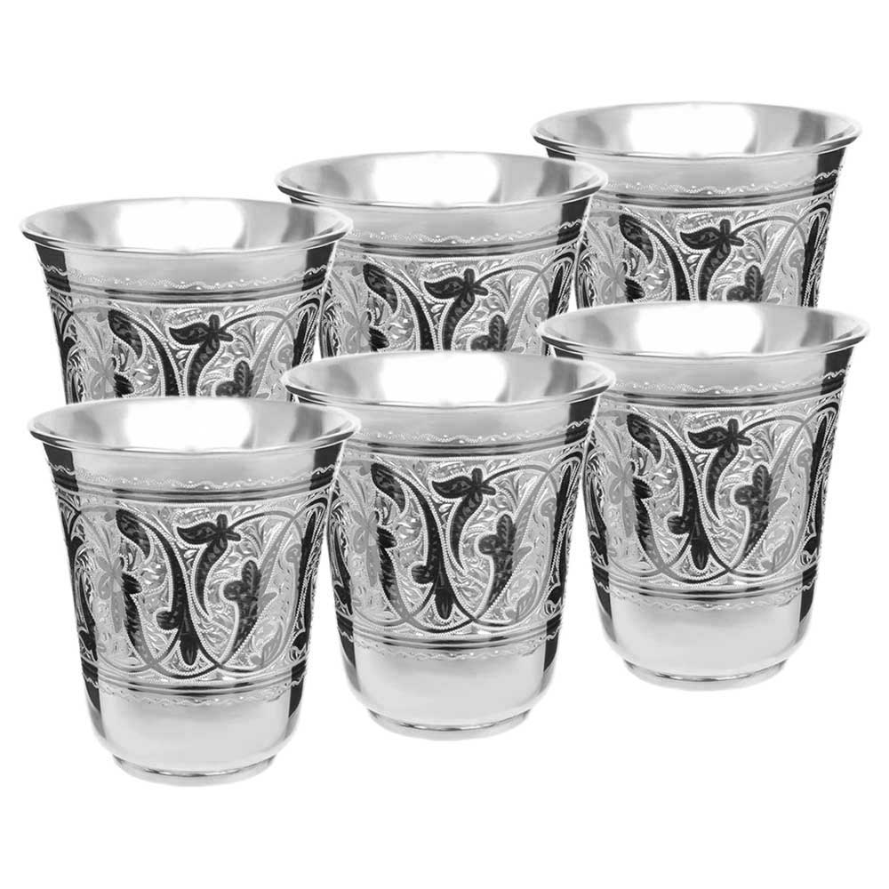Набор из шести серебряных стаканов «Флора»