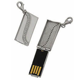 Серебряный USB накопитель с фианитами