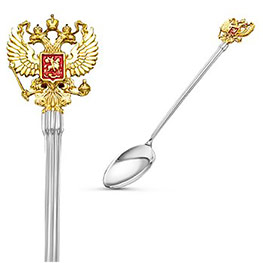 Серебряная ложка с позолотой «Герб РФ»