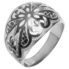 Серебряное кольцо "Резной цветок"