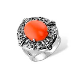 Серебряное кольцо с кораллом "Византия"