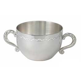 Серебряная чашка детская с каймой