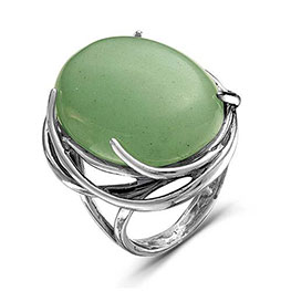 Серебряное кольцо с нефритом «Чаруса»