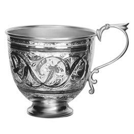 Серебряная чайная чашка «Растительный узор»