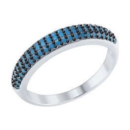 Серебряное кольцо «Дорожки» с ситаллами
