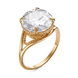 Серебряное кольцо «Звездное небо» с фианитом и позолотой
