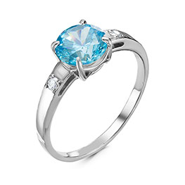 Серебряное кольцо «Холодное сердце» с голубым фианитом