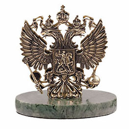 Настольная бронзовая визитница «Герб РФ»