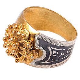 Серебряное кольцо «Золотой павлин»