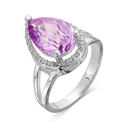 Серебряное кольцо «Сердце океана» с фиолетовым фианитом