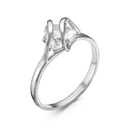 Серебряное кольцо «Ледяное сердце» с фианитом