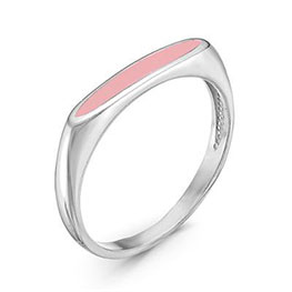 Серебряное кольцо «Визави» с розовой эмалью