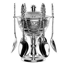 Серебряная ваза для варенья «Большая семья» без черни