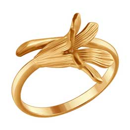 Кольцо из золочёного серебра «Лилия»