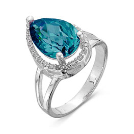 Серебряное кольцо «Сердце океана» с зеленым фианитом