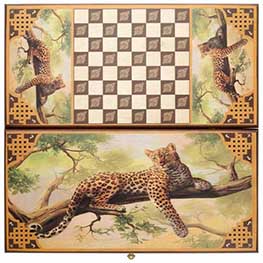 Деревянные шашки и нарды «Леопард»