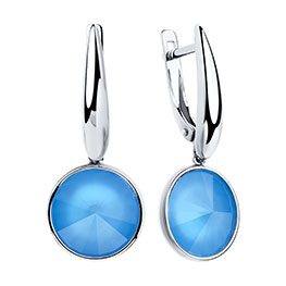 Серебряные серьги с голубыми кристаллами Swarovski