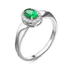 Серебряное кольцо «Электра» с зеленым шпинелем