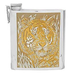 Серебряная фляжка с позолотой «Тигр»
