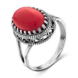 Серебряное кольцо «Асоль» с кораллом