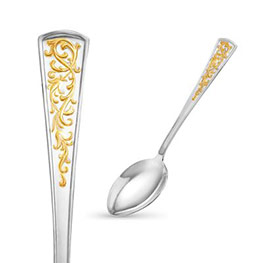 Серебряная десертная ложка с позолотой «Стиль»