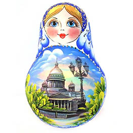 Неваляшка с росписью гжель «Санкт-Петербург»