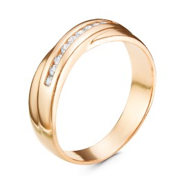 Серебряное кольцо «Звездная дорожка» с фианитами и позолотой
