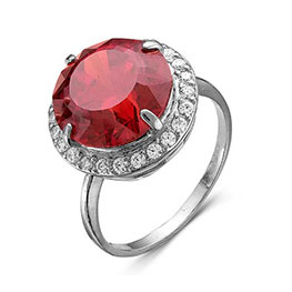Серебряное кольцо с красным фианитом «Колдунья»