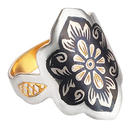 Серебряное кольцо с позолотой "Цветок"