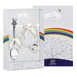 Серебряный набор для малышей До-До «Мишка с бантом»