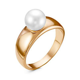 Серебряное кольцо «Образ» с жемчугом и позолотой