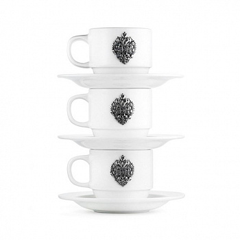 Трио кофейных чашек «Империя» c серебряным декором