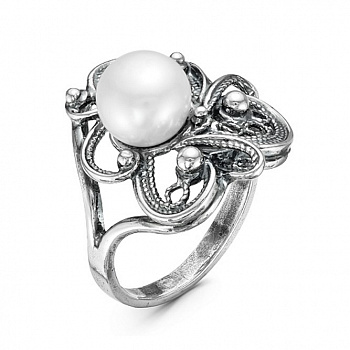 Серебряное кольцо «Эксклюзив» с жемчугом