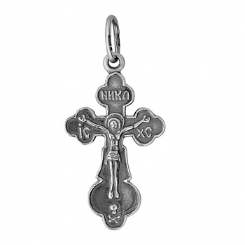 Серебряная подвеска в виде креста с изображением