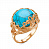 Серебряное кольцо «Лазурное небо» с бирюзой и золочением