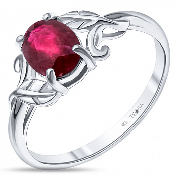 Серебряное кольцо с рубином «Багровый плод»