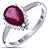 Серебряное кольцо с рубином и фианитом «Багровая капля»